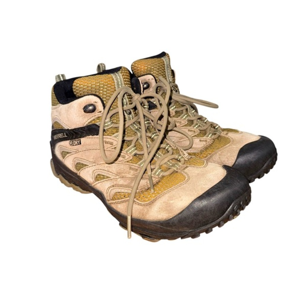 Merrell Chameleon 7 Limit‎ Mens 8 Pre-Owned Olive Mid Hiking Boots Waterproof